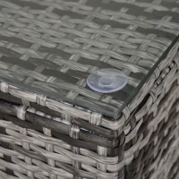 Outsunny PE Rattan Garden Coffee Table, with Glass Table Top - Grey(m-8)