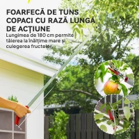 Outsunny Podadora de Árvores 180 cm com Cabo de Alumínio Leve e Resistente e Lâmina Metálica 180x10 cm Prata a Vermelho(m-4)