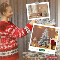 HOMCOM Sapin de Noël artificiel floqué de neige 150 cm, arbre de Noël avec 828 branche, support en métal pliable, vert(m-7)
