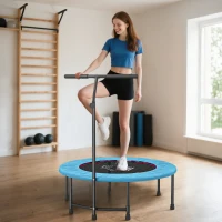 HOMCOM 40" Fitness Trampoline with Adjustable Handle, Rebounder Trampoline, Mini Jumper for Indoor Exercise Workout, Blue(m-2)