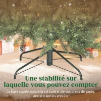 HOMCOM Sapin de Noël artificiel 210 cm, arbre de Noël réaliste avec 2641 pointes de branche articulée, support en métal, vert(m-7)