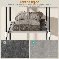 HOMCOM Armario de Ropa 182x43x185 cm Armario Abierto con 8 Estantes de Tela Barras para Colgar Marco de Metal Gris Claro(m-6)