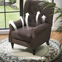 HOMCOM Sillón de Salón con Reposacabezas y Patas de Madera Butaca Carga 160 kg para Dormitorio Oficina Sala de Estar Marrón(m-6)