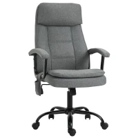 Vinsetto Fauteuil de bureau massant fauteuil bureau ergonomique confortable siège hauteur réglable tissu lin gris(m-12)