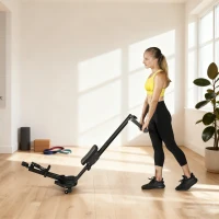 SPORTNOW Rameur pliable avec écran LCD et siège rembourré, résistance élastique, capacité 150 kg(m-5)