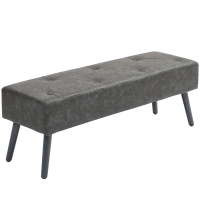 HOMCOM Banco de Pie de Cama Banqueta de dormitorio con Patas de Madera y Asiento Acolchado 114x38x42 cm Gris