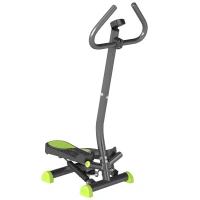 HOMCOM Stepper avec guidon stepper fitness appartement écran LCD résistance réglable acier gris vert noir(m-12)