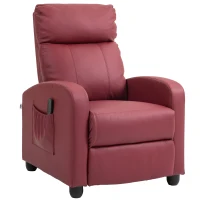 HOMCOM Sillón de Masaje Reclinable con Mando a Distancia Bolsillo Lateral y Temporizador Tapizado en PU 68x88x98cm Rojo Burdeos(m-1)