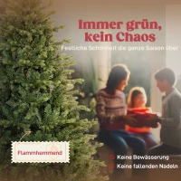 HOMCOM Künstlicher Weihnachtsbaum mit realistischen Zweigen, Kunst-Tannenbaum, Metallständer, leichte Montage, Grün(m-4)