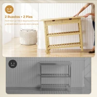 HOMCOM Carrito Auxiliar con Ruedas de Bambú Carro de Servicio con 2 Cajones 2 Estantes de Listones 100x43x75 cm Natural(m-6)