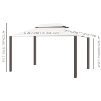 Outsunny Gazebo da Giardino 4x3m con Zanzariera, Tende e Doppio Tetto in Alluminio e Poliestere, Crema(m-3)