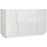 HOMCOM Meuble de rangement avec placards à portes et étagère réglable, 150 x 40 x 88 cm, blanc brillant(m-12)