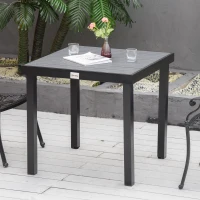 Outsunny Table à manger de jardin pour 4 personnes, en aluminium, 78 x 78 x 74 cm, noir(m-10)