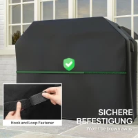 Outsunny Grillabdeckung BBQ Abdeckung Abdeckhaube mit Klettverschlüssen Schwarz, 147 x 61 x 122cm(m-5)