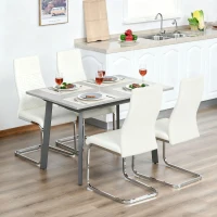 HOMCOM Juego de 4 Sillas de Comedor con Asiento y Respaldo Acolchado Tapizado en Terciopelo Patas de Acero Crema(m-2)