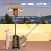 Outsunny Riscaldatore da Esterno con Spegnimento Automatico e Rotelle, 82x82x223 cm, Marrone Scuro(m-5)