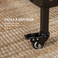 HOMCOM Table à manger pliante sur roulettes, table de cuisine pour 6 personnes avec étagère intégrée, 130 x 80 x 74 cm, marron(m-7)