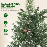HOMCOM Albero di Natale Piccolo Alto 60 cm con 35 Luci LED Bianche, 64 Rami Ignifughi con Pigne, Verde(m-6)