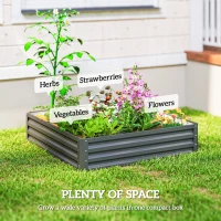 Outsunny 432L Square Raised Garden Bed Box Steel Frame for Vegetables, Flowers and Herbs, 120 x 120 x 30cm, Light Grey(m-4)