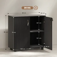 Vinsetto Mobile Ufficio Portadocumenti Multiuso con Serratura, 2 Ante e Mensola Interna, 80x40x80 cm, Nero(m-3)