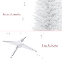 HOMCOM Árbol de Navidad Artificial Estrecho 210 cm con 499 Ramas y Base Desmontable Fácil de Montar Blanco(m-6)
