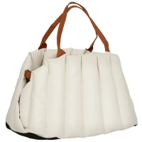 PawHut Autositz für Hunde unter 5 kg, 2 Gurte, Oxford-Stoff, Kissen, Leine, Cremeweiß(m-10)