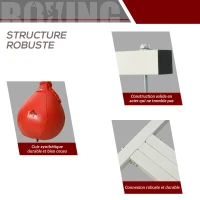 HOMCOM Support pour sac de frappe sur pieds autoportant 2 en 1 avec poire de vitesse 156 x 115 x 224 cm blanc(m-6)