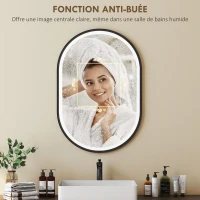 HOMCOM Miroir salle de bain éclairage LED 50x70cm, miroir lumineux salle de bain mural interrupteur tactile, lumière 3 couleurs(m-6)