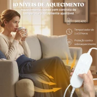 HOMCOM Manta Elétrica Grande Manta Térmica Sofá de Coralina com 10 Níveis de Temperatura e Temporizador 180x130 cm Azul(m-5)