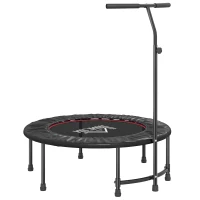 HOMCOM Trampoline de Fitness / Gymnastique Haute Performance Ø 100 cm élastiques Bungee + Guidon Hauteur réglable 116-132 cm Noir(m-8)