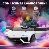 AIYAPLAY Macchina Elettrica per Bambini Licenza Lamborghini con Clacson e Telecomando, 101.5x49x43 cm, Bianca(m-4)