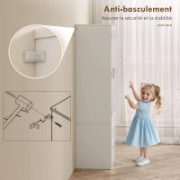 HOMCOM Buffet haut cuisine, armoire de cuisine, 2 portes, 8 porte-épices, 2 tiroirs, étagères réglables, 60x40x159cm, blanc(m-7)