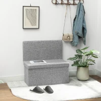 HOMCOM Banquette Coffre Pliable avec Dossier et Coffre de 77 L, Revêtement en Tissu, 76x50x73 cm, Gris(m-4)