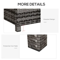 Outsunny PE Rattan Garden Coffee Table, with Glass Table Top - Grey(m-4)