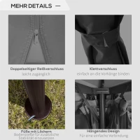 Outsunny Gartenpavillon Pavillon 2,96 x 2,96 m Gartenzelt mit Doppeldach Festzelt Partyzelt mit 4 x Seitenteile Moskitonetz wetterfest Aluminium Polyester Dunkelgrau(m-5)