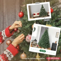 HOMCOM Sapin de Noël artificiel 210 cm, arbre de Noël réaliste avec 2641 pointes de branche articulée, support en métal, vert(m-6)
