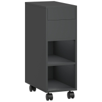 HOMCOM Mesa Auxiliar com Bancada Deslizante e Rodas Mesa Auxiliar com Armazenamento Oculto e Prateleira Ajustável 45x25x70 cm Preto