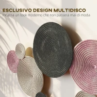 HOMCOM Wall Art a 8 Dischi 3D in Metallo, 110x7x58 cm, color Bronzo, Arancione e Giallo(m-4)