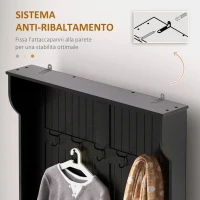 HOMCOM Attaccapanni con Panca di Archiviazione e 5 Ganci Stile Moderno 96x34x179,7 cm Nero(m-5)