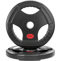 SPORTNOW Olympic Weight Plate, 2"/5cm Weight Disc with Tri-Grips, 20kg Dumbbell Plate for Weightlifting and Strength Training Home Gym Fitness Workout, Black(m-11)