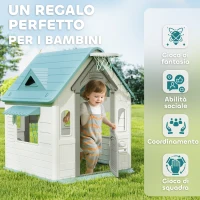 AIYAPLAY Casetta per Bambini 5 in 1 in PP Multicolore con Palla da Basket, Anelli e Freccette, 132x118x124 cm(m-5)