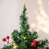 HOMCOM Set 2 Alberi di Natale Ø40x60 cm con 15 Luci a LED, 73 Rami e varie Decorazioni, Verde e Rosso(m-7)