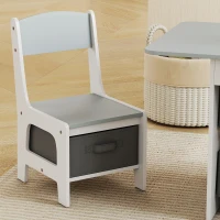 AIYAPLAY Kids Table and Chair Set, Toddler Table and 2 Chairs Set with 6 Removable Drawers, for Boys Girls Ages 3-8, Light Grey(m-9)