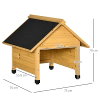 Outsunny Casetta per Robot Tagliaerba in Legno con Piedini Rialzati Tetto Inclinato Impermeabile e anti-UV, Giallo, 75x76x70cm(m-3)