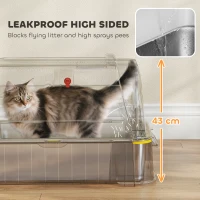 PawHut Lettiera per Gatti Chiusa da 80L con Vassoio Estraibile, in ABS e Acciaio Inox, 63x43x43 cm, Grigio Chiaro(m-9)