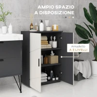 kleankin Mobiletto Bagno 2 Ante in Legno con 3 Ripiani e Chiusura Ammortizzata, 60x30x82cm, Grigio(m-4)