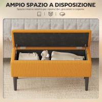 HOMCOM Panca Fondoletto in Poliestere e Legno per Camera da Letto e Ingresso, 95x38x45 cm, Arancione(m-4)