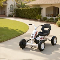 AIYAPLAY Kids Pedal Go Kart with Steel Frame, Sporty Design, for Ages 2-5 Years, White(m-7)