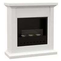 HOMCOM Cheminée au bioéthanol en métal brûleur 400 ml durée de combustion de 3 heures avec verre de protection blanc(m-12)