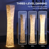 HOMCOM Lampada da Terra Moderna con Interruttore a Pedale, in Acciaio e Tessuto, 25x25x129 cm, Bianco e Argento(m-4)